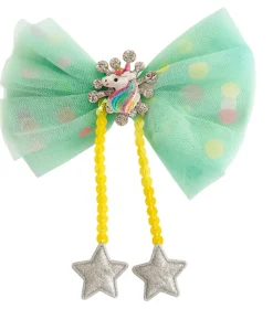 Hårclips Big Unicorn Bow Green