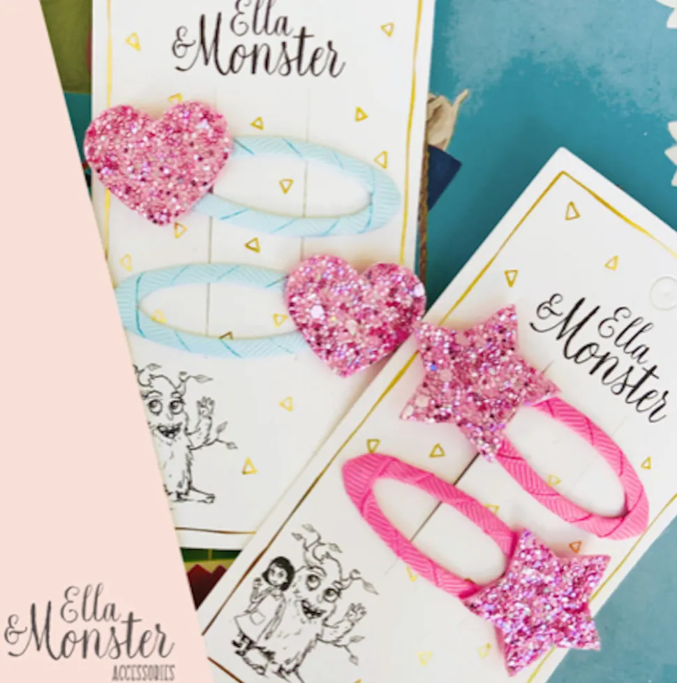 Hårclips Glitter Heartbeats