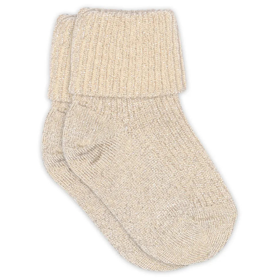 Ida glitter strømper - Ecru