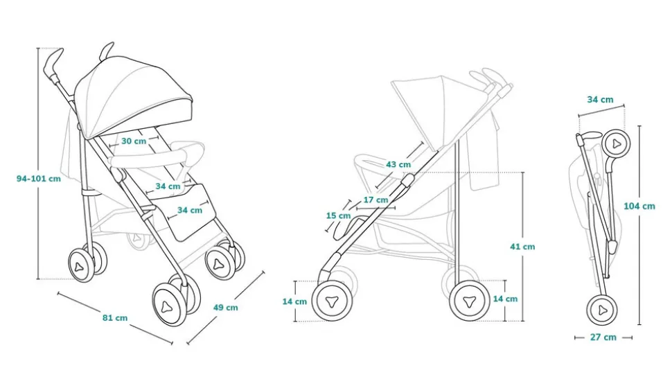 Irma klapvogn - black/dark grey