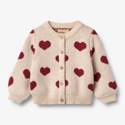 Jacquard Cardigan Hjerte - Offwhite Melange