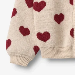 Jacquard Cardigan Hjerte - Offwhite Melange