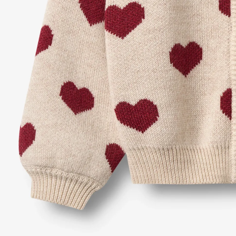 Jacquard Cardigan Hjerte - Offwhite Melange