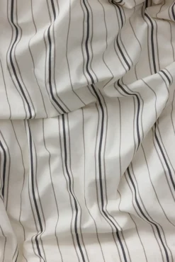 Junior sengetøj, cream stripe,beige/blå 140x100