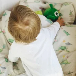 Junior sengetøj, Dino Green/Beige 100x140 cm