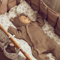 Junior sengetøj, 100x140 cm - Floral, beige,