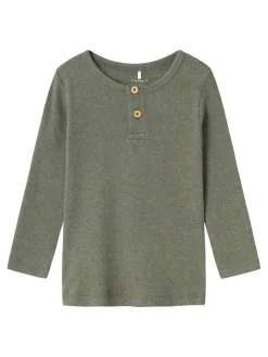 Kab langærmet basis bluse - DUSTYOLIVE