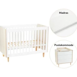 Karl starterpakke - seng, puslekommode og madras