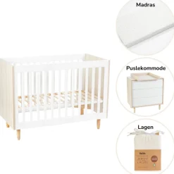 Karl starterpakke - seng, puslekommode, madras og lagen