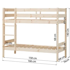 Køjeseng inkl. bund, Eco comfort 70x160 cm. - Natur