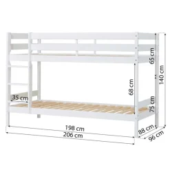 Køjeseng inkl. bund, Eco comfort 90x200 cm. - Hvid