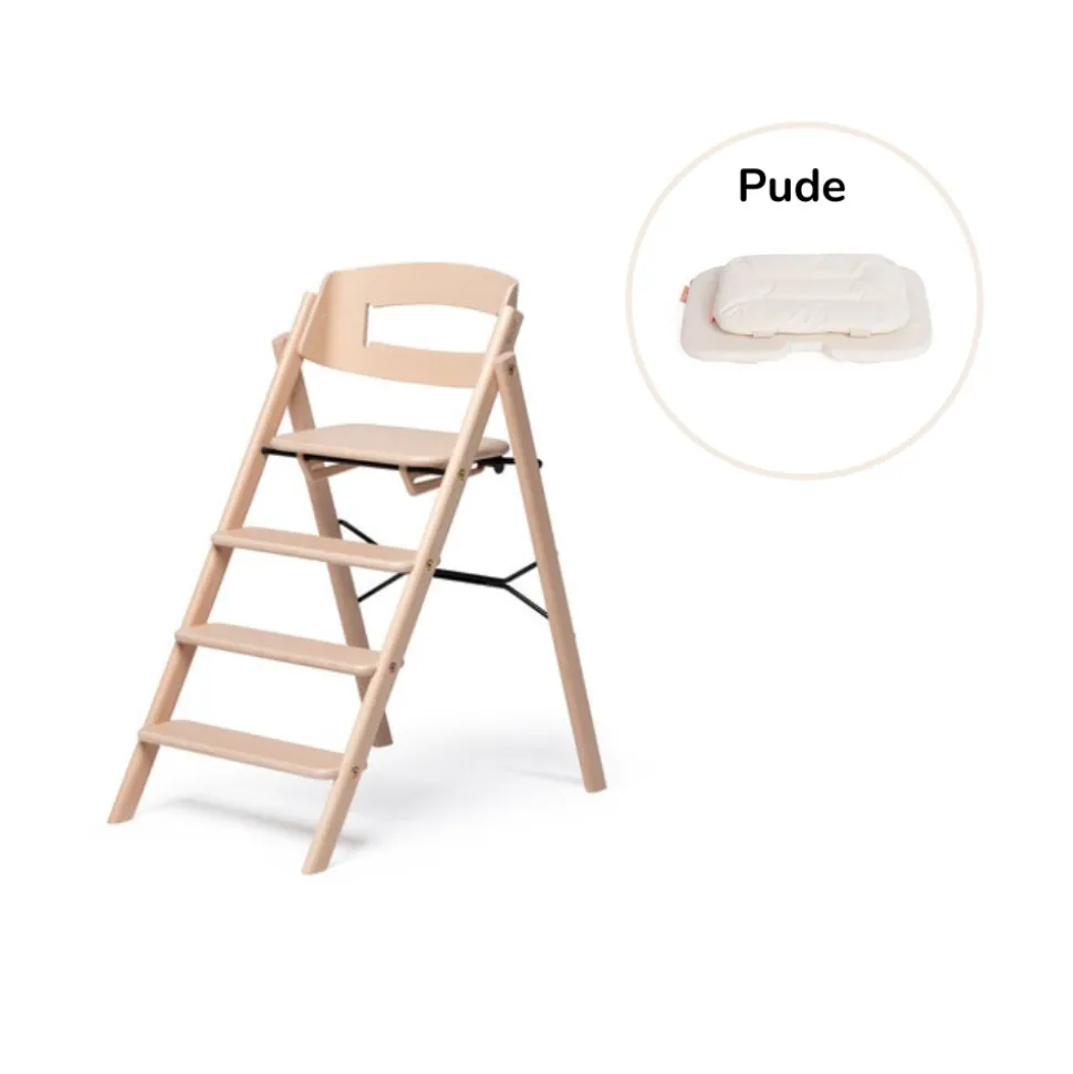 Klapp højstol foldbar bøg inkl. pude - natur