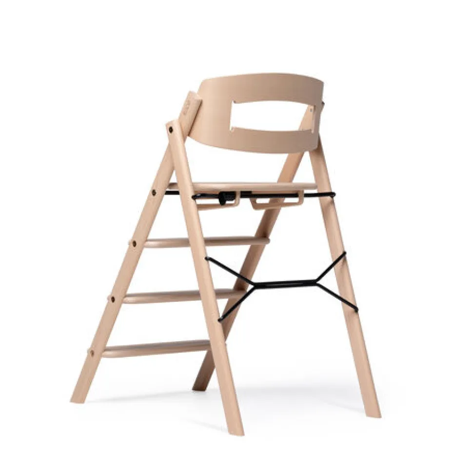 Klapp højstol foldbar bøg inkl. pude - natur