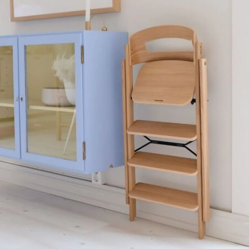 Klapp højstol foldbar eg inkl. pude - natur