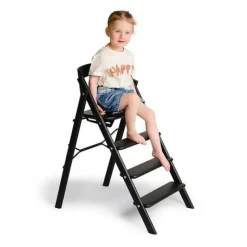 Klapp højstol foldbar eg inkl. pude - sort