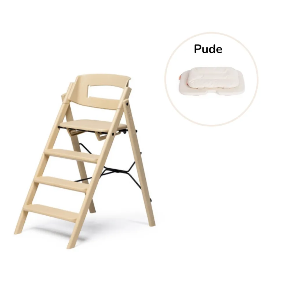 Klapp højstol foldbar genbrugsplast inkl. pude - sand