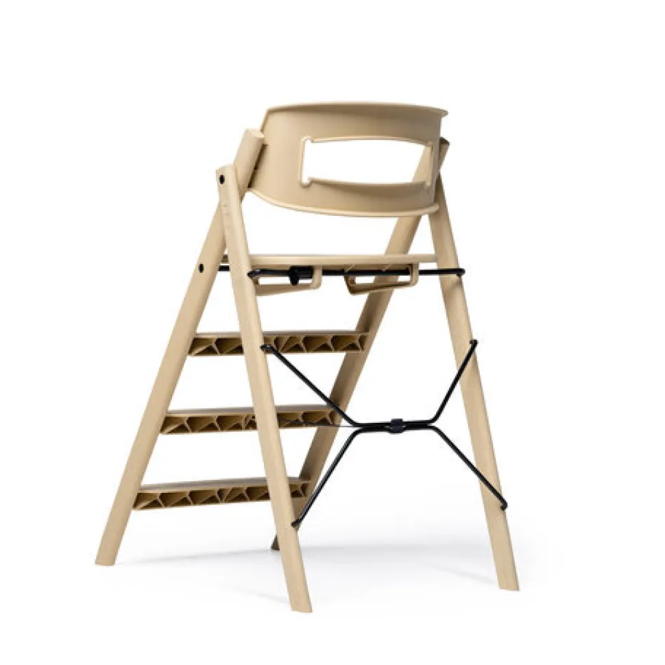 Klapp højstol foldbar genbrugsplast inkl. pude - sand