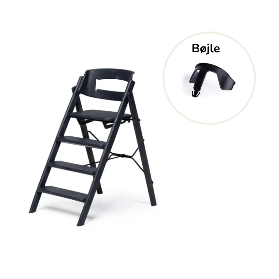 Klapp højstol foldbar genbrugsplast inkl. bøjle - sort