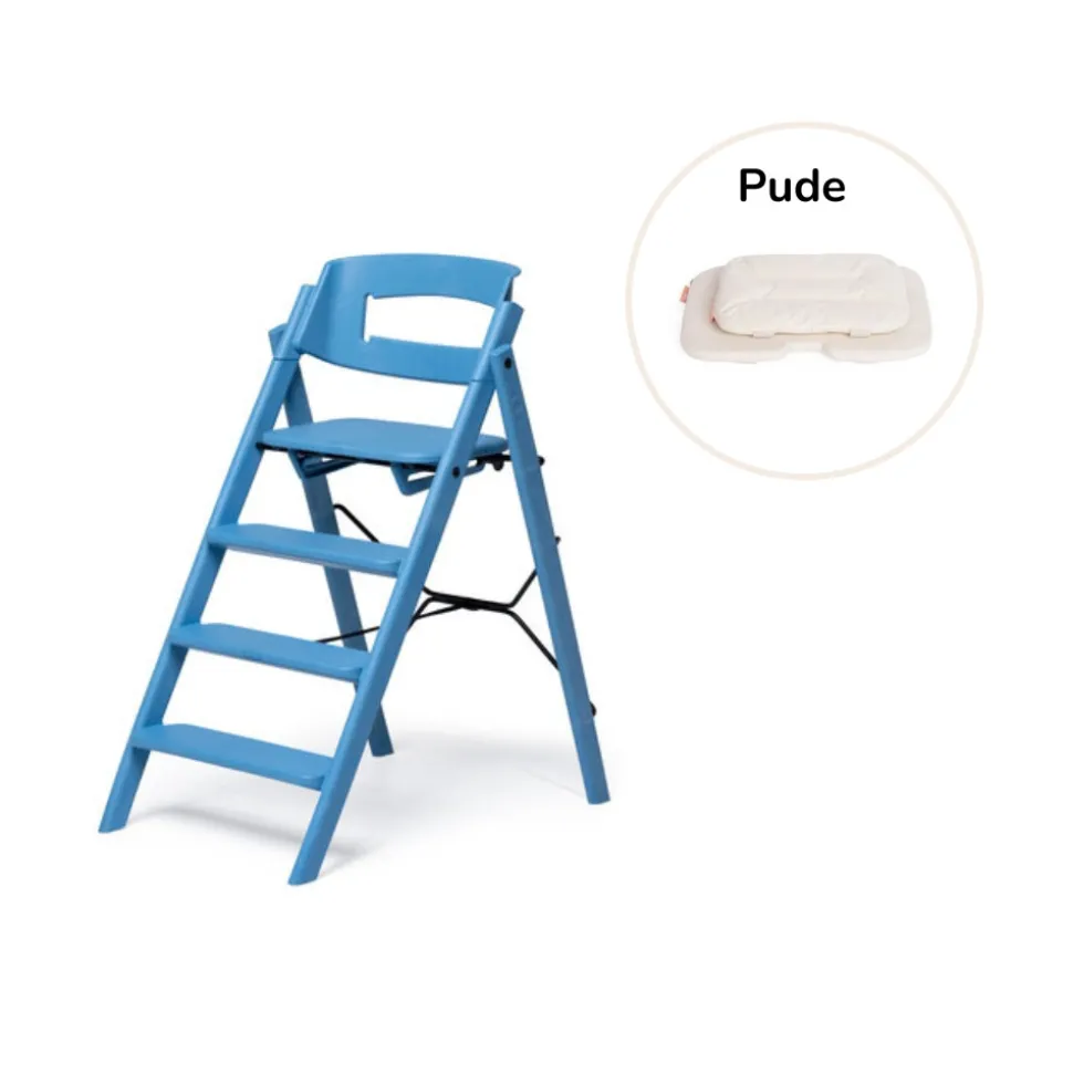 Klapp højstol foldbar genbrugsplast inkl. pude - blå