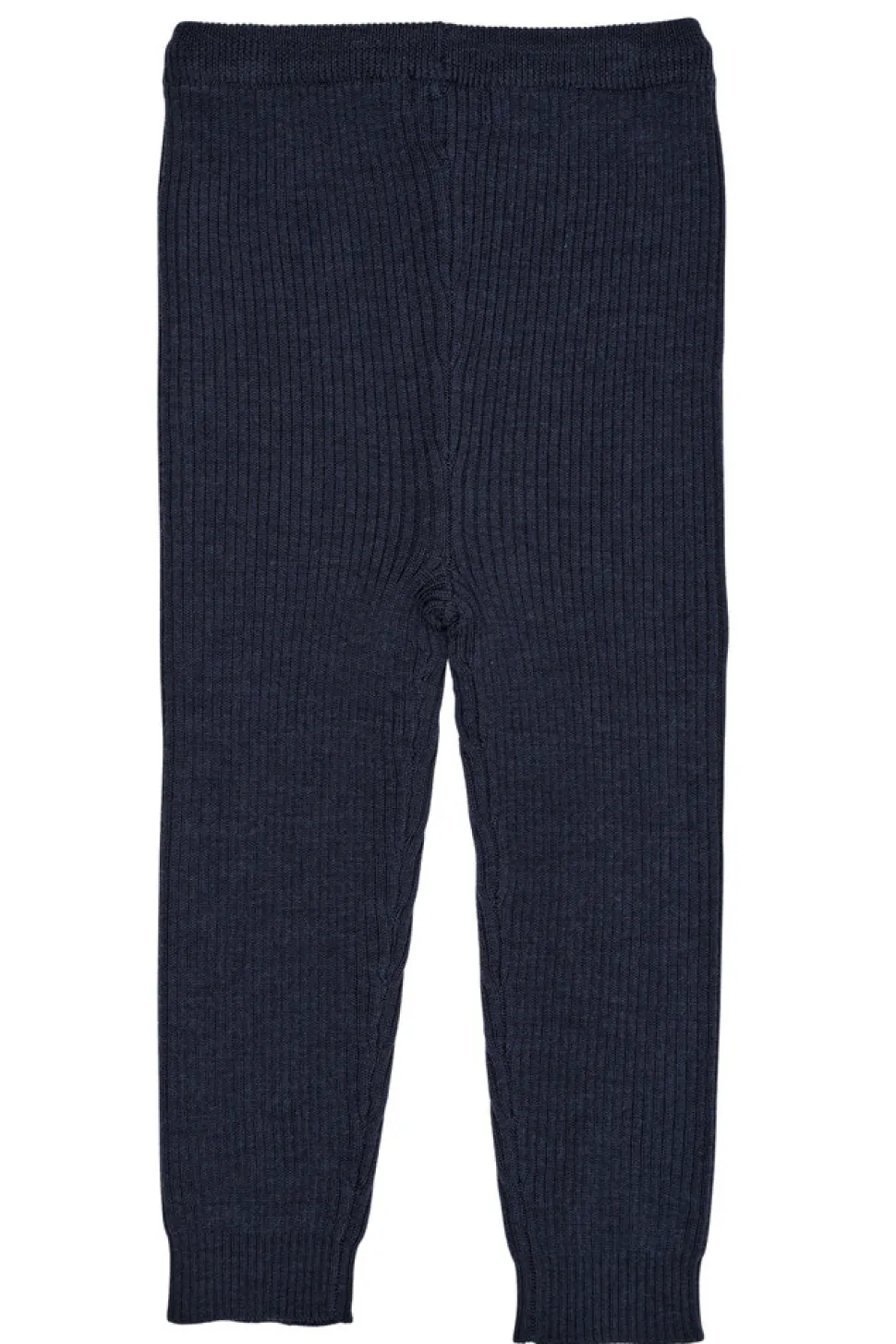 Klassisk merino rib leggings m. bindebånd - unisex - MØRKE BLÅ