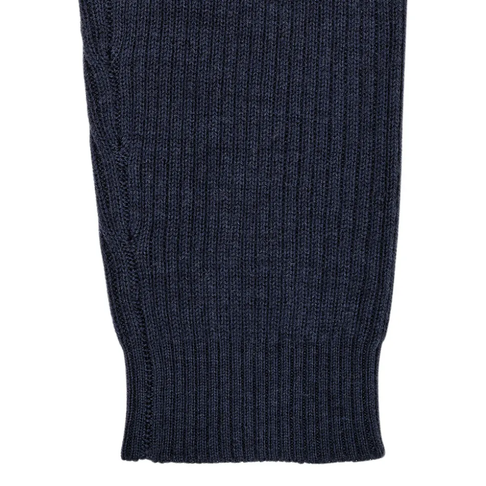 Klassisk merino rib leggings m. bindebånd - unisex - MØRKE BLÅ