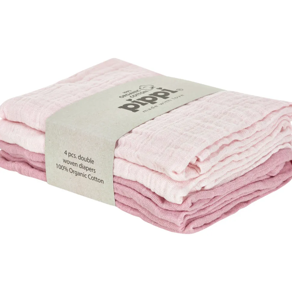 Øko Stofbleer (4-pak) - Lyserød