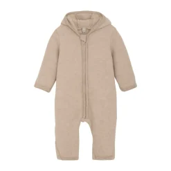 Køredragt m. ører Uld Fleece - Camel Melange