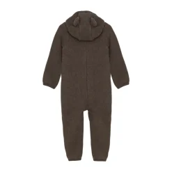 Køredragt m. ører Uld Fleece - Brown Melange