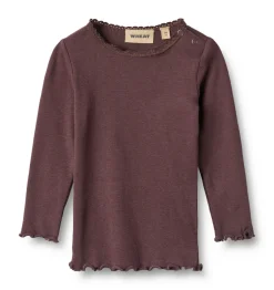 Lace Rib Langærmet T-Shirt