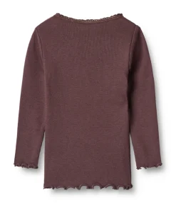 Lace Rib Langærmet T-Shirt