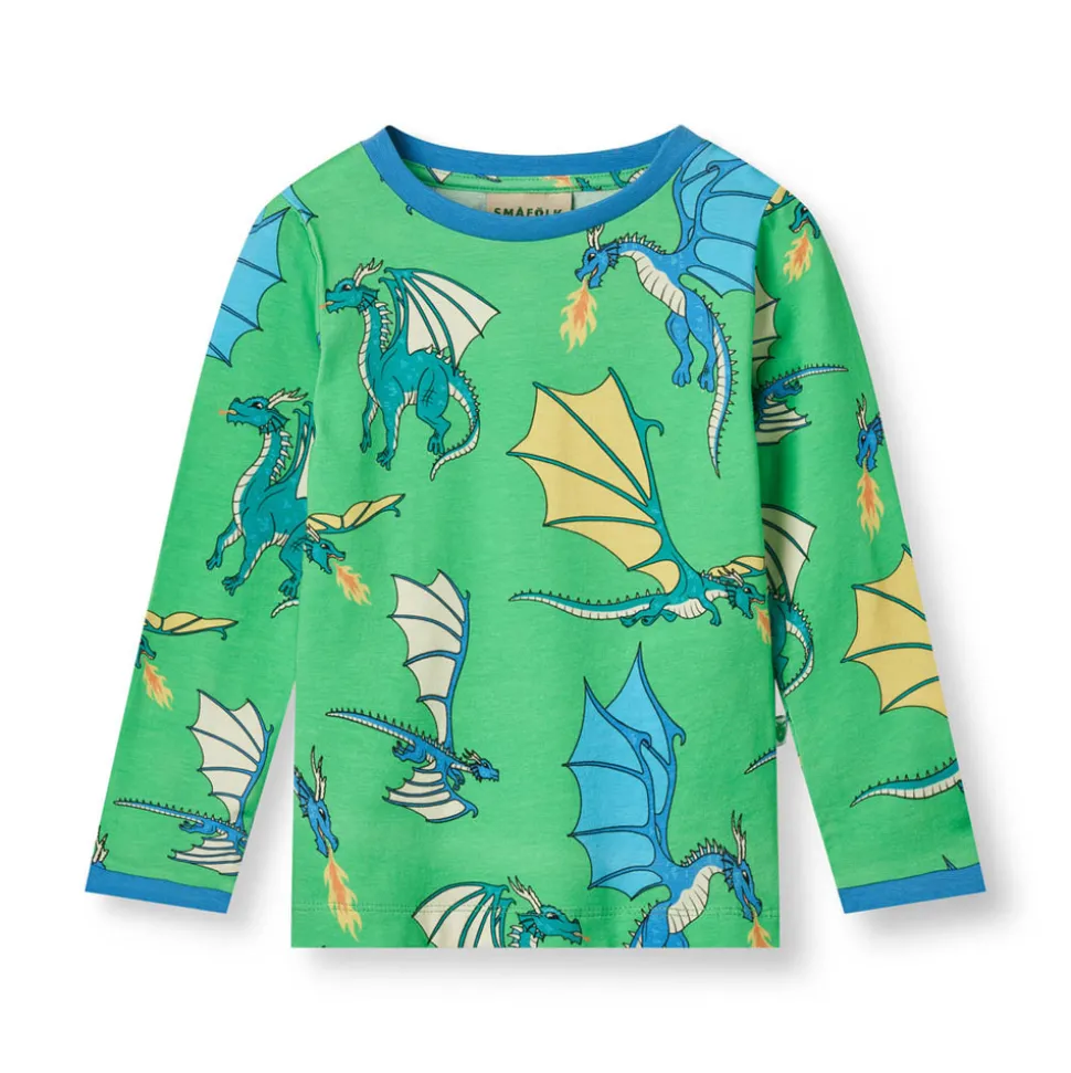 Langærmet bluse med flyvende drager - 826