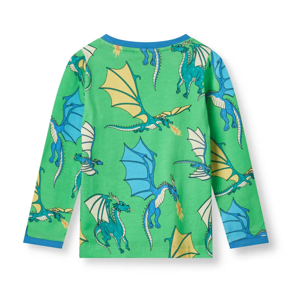 Langærmet bluse med flyvende drager - 826