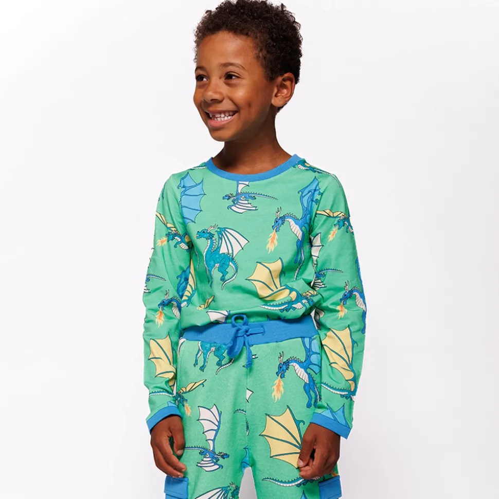 Langærmet bluse med flyvende drager - 826