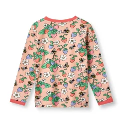 Langærmet bluse med jordbær - 536