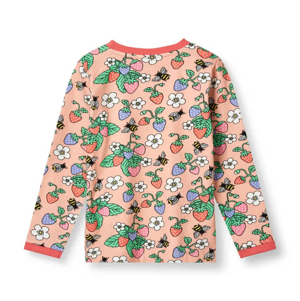 Langærmet bluse med jordbær - 536