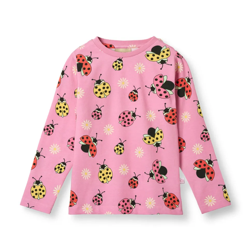 Langærmet bluse med mariehøner - 539