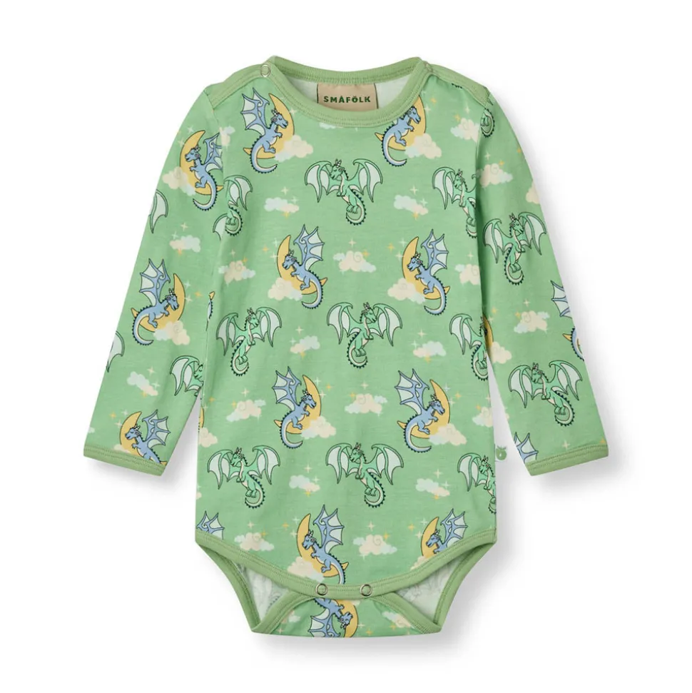 Langærmet body med sovende drager - 827