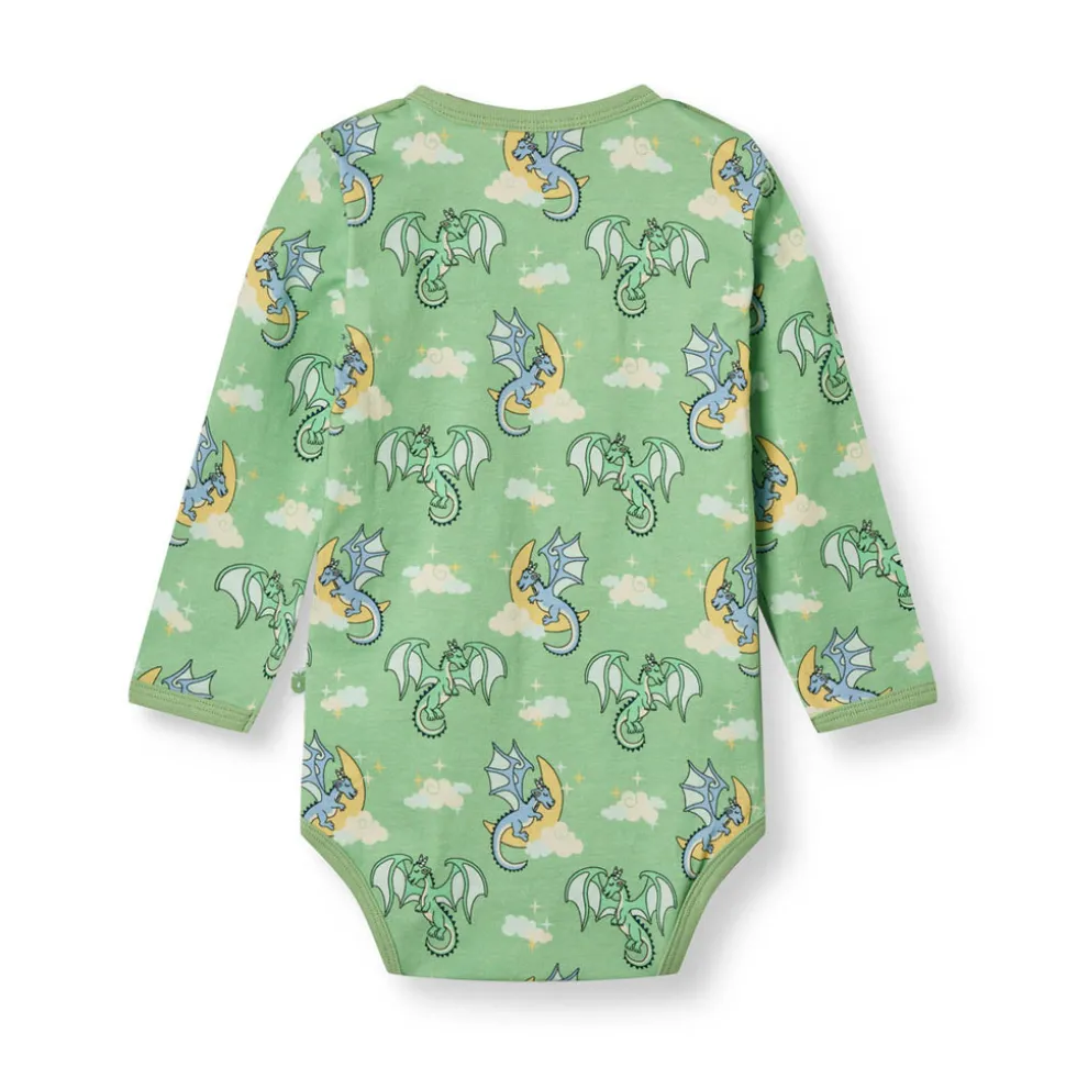 Langærmet body med sovende drager - 827