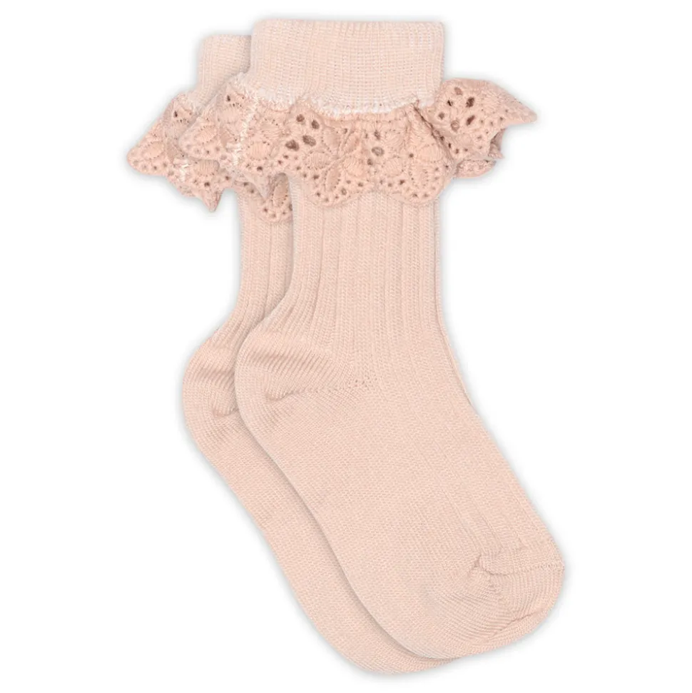 Lea strømpe med blonde - Rose Dust