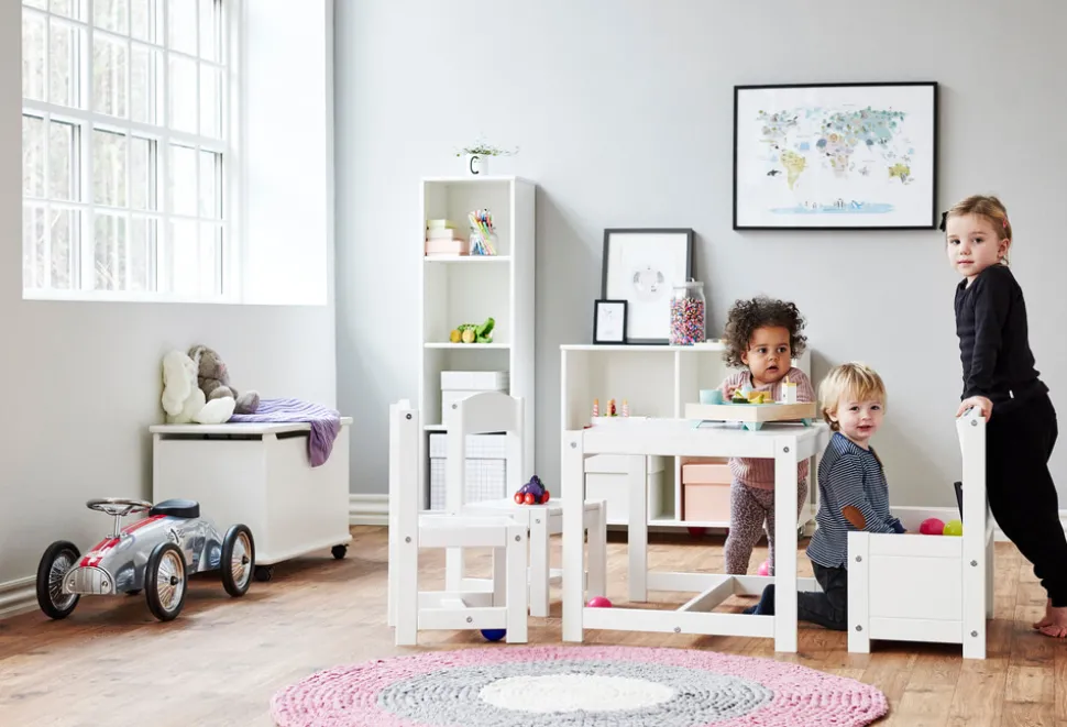 Legetøjskiste på hjul - hvid