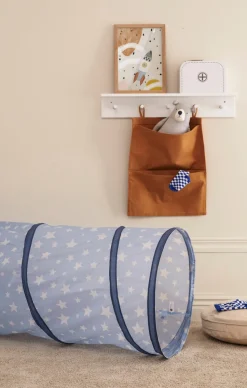 Legetunnel, blå m. hvide stjerner