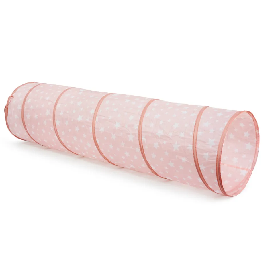 Legetunnel, rosa m. hvide stjerner