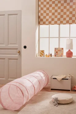 Legetunnel, rosa m. hvide stjerner