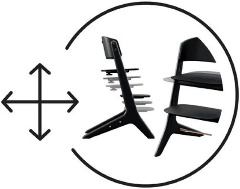 Lemo Platinum højstol 3in1 sæt, sort/rose gold