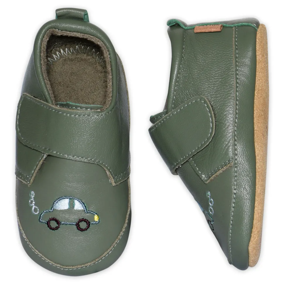 Lille bil læder hjemmesko - Clover Green