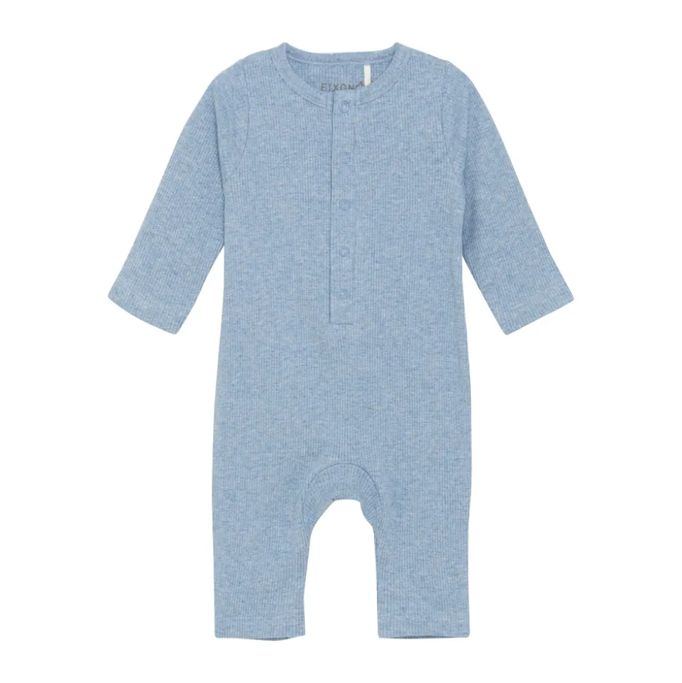 Melange Rib Romper Langærmet - 7639
