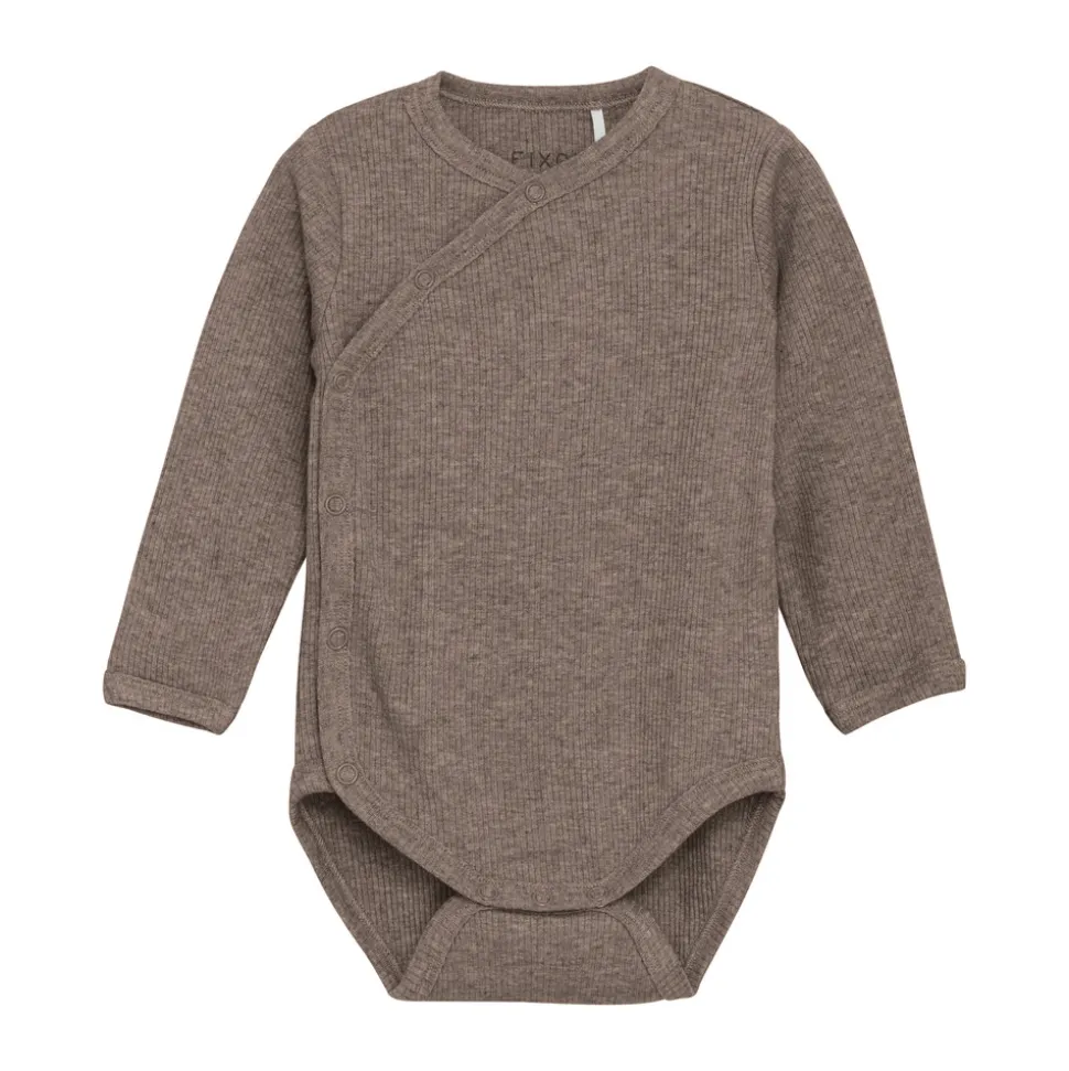 Melange Rib Wrap Body Langærmet - 2813