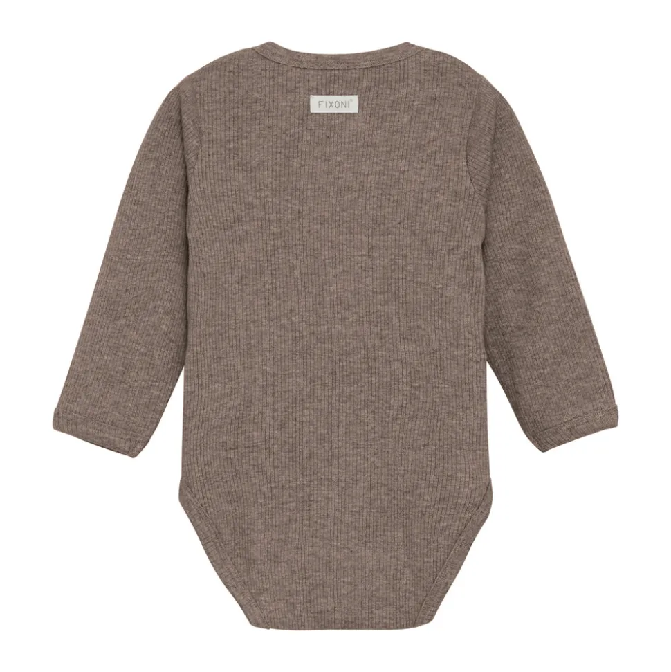 Melange Rib Wrap Body Langærmet - 2813