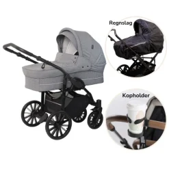 Nordic Lux inkl. regnslag og kopholder - Grey melange