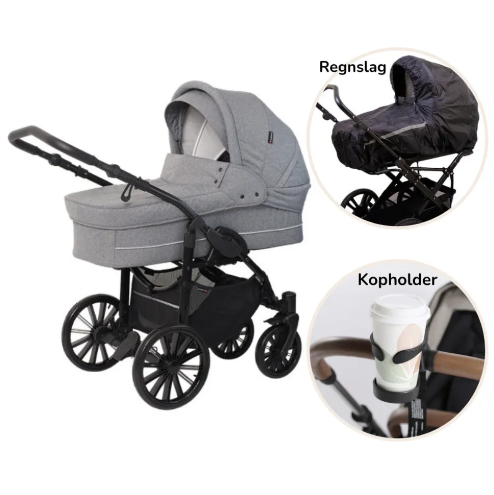 Nordic Lux inkl. regnslag og kopholder - Grey melange